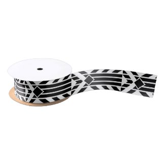 Black Quadrilateral Stripes on White Ribbon