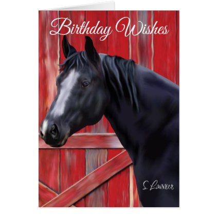 Black Quarter Horse Portrait Print Card