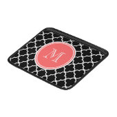 Black Quatrefoil Pattern, Coral Monogram MacBook Sleeve (Front Bottom)
