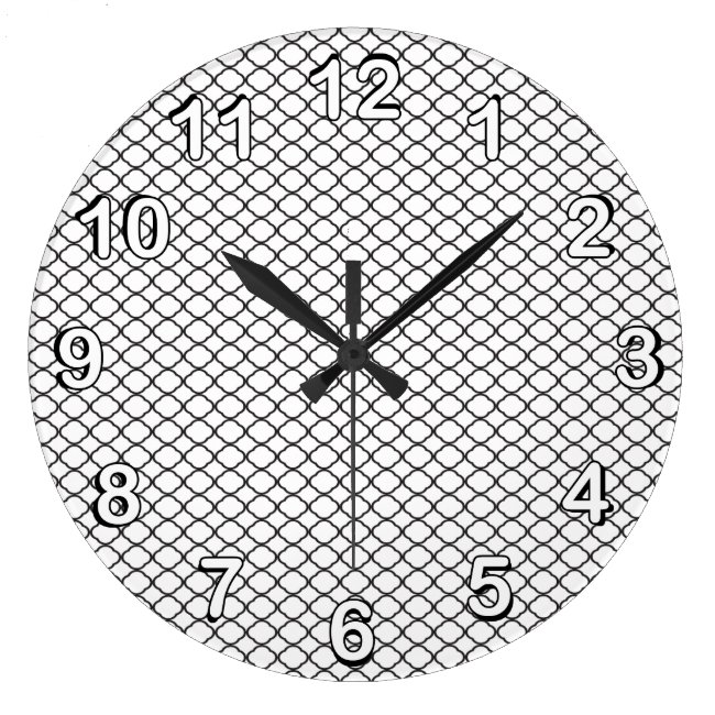 Black Quatrefoil Pattern White Background Numbers