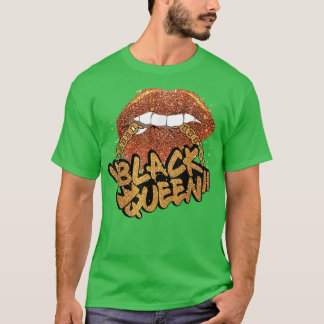Black Queen African Colors Biting Lips Black Histo T-Shirt