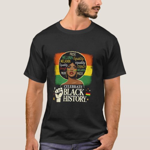 Black Queen Afro African American Women Black Hist T-Shirt