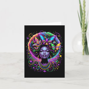 Black Queen Afro African Butterfly Beads Mask Mard Card