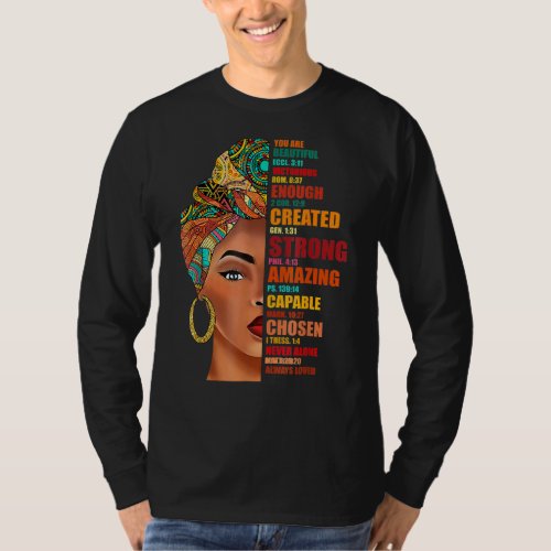 Black Queen Afro Lady African American Ladies Curl T_Shirt