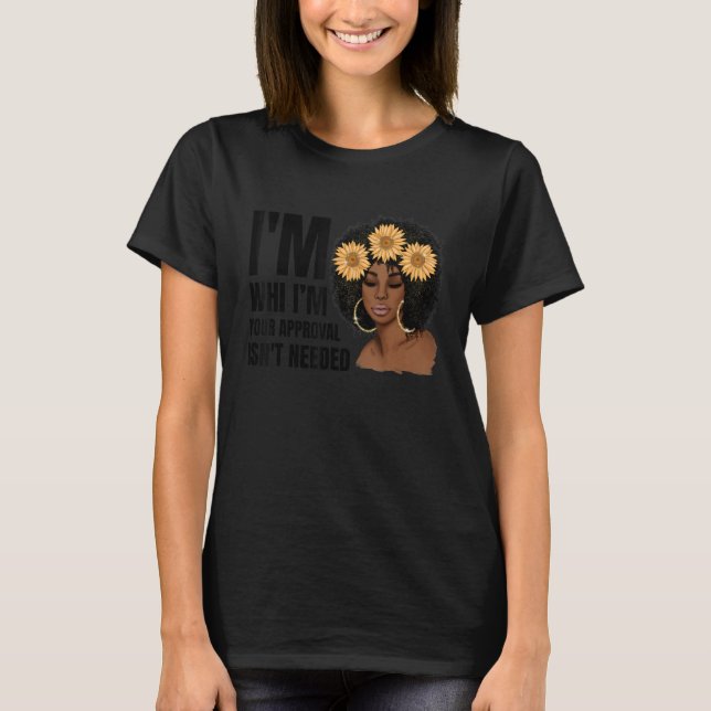 Black Queen Afro Lady African American Ladies Curl T-Shirt (Front)