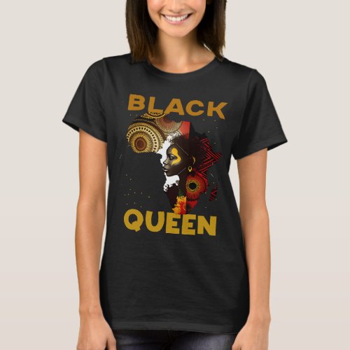 Black Queen Afro Melanin African Women Black Histo T_Shirt