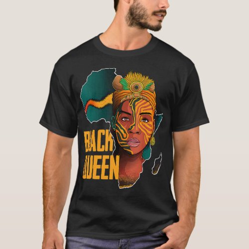 Black Queen Afro Melanin African Women Black Histo T_Shirt