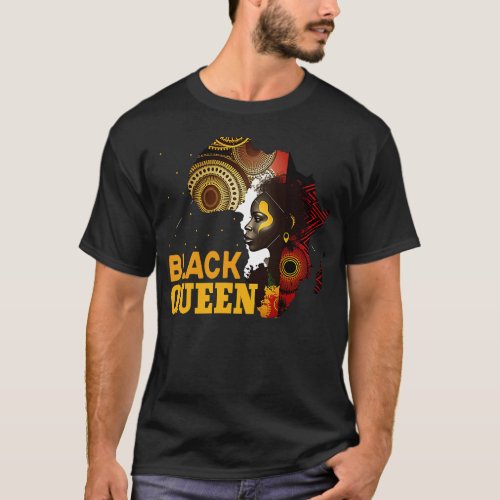 Black Queen Afro Melanin African Women Black Histo T_Shirt