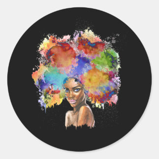 Black Queen Afro Melanin Art African American Classic Round Sticker