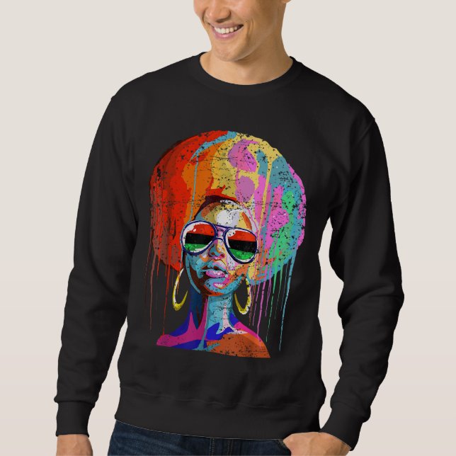 Black Queen Afro Melanin Art Sweatshirt (Front)