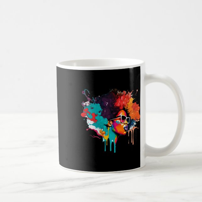 Black Queen Afro Melanin Dripping Art Lover Americ Coffee Mug (Right)