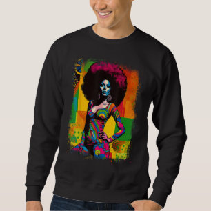 Black Queen Afro Melanin Dripping Juneteenth 55 Sweatshirt