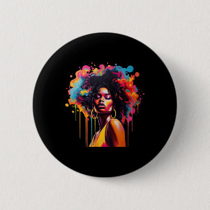 Black Queen Afro Melanin Dripping Juneteenth Afric Button