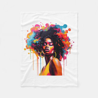black queen afro melanin dripping juneteenth afric fleece blanket