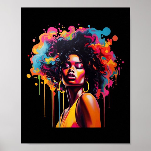 Black Queen Afro Melanin Dripping Juneteenth Afric Poster (Front)