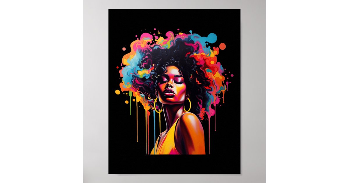 Black Queen Afro Melanin Dripping Juneteenth Afric Poster | Zazzle