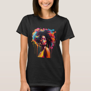 Black Queen Afro Melanin Dripping Juneteenth Afric T-Shirt