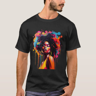 black queen afro melanin dripping juneteenth afric T-Shirt