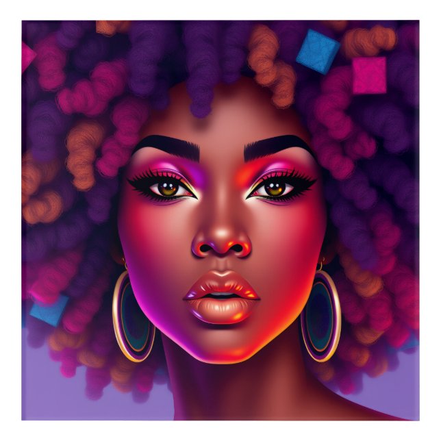 Black queen, afrocentric, blacknificent, woman, me acrylic print (Front)