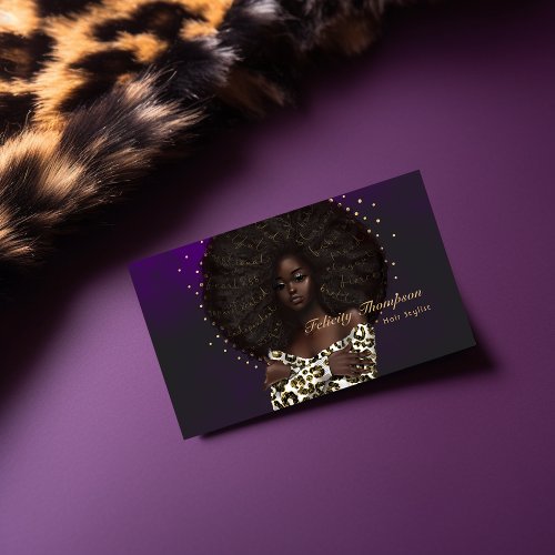 Black Queen Beauty Fashion QR Code Business Card