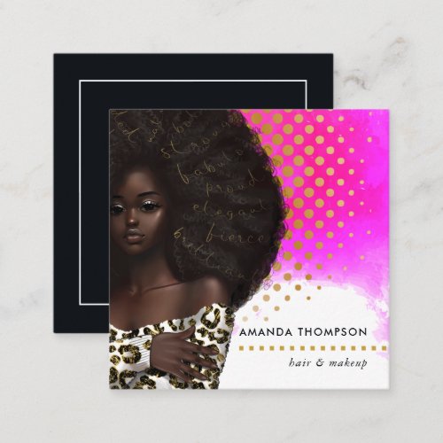 Black Queen Beauty Fashion Square Business Card