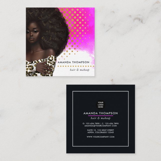 Black Queen Beauty Fashion Square Business Card (Front/Back)