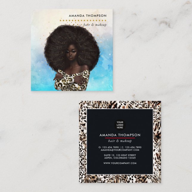Black Queen Beauty Fashion Square Business Card (Front/Back)