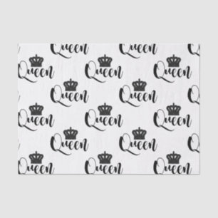 Black Queen Black & White Script Type Party Tissue Paper