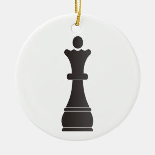 Black queen chess piece ceramic ornament