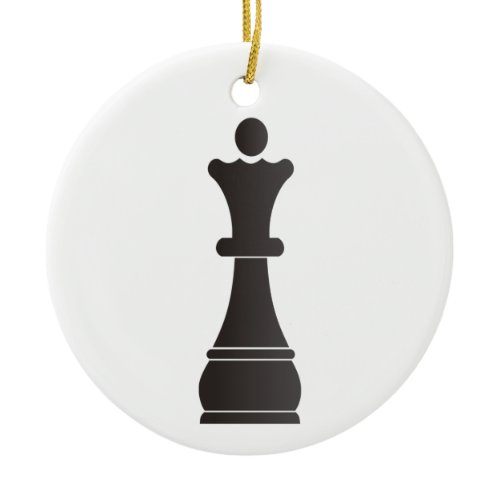 Black queen chess piece ceramic ornament