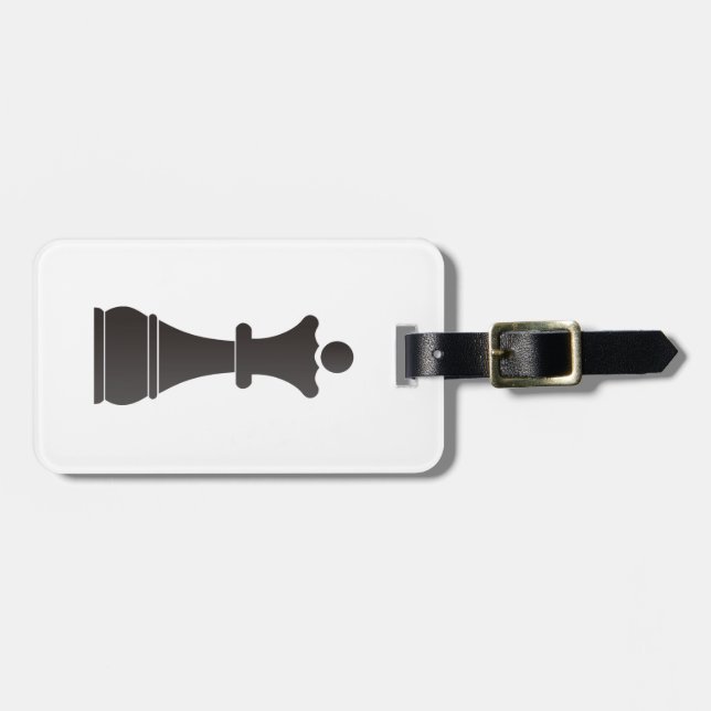Black queen chess piece luggage tag (Front Horizontal)