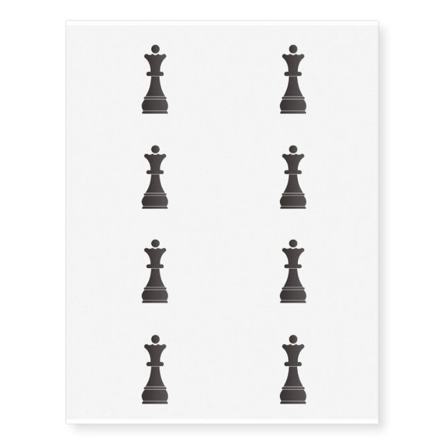 Black queen chess piece temporary tattoos (Front)