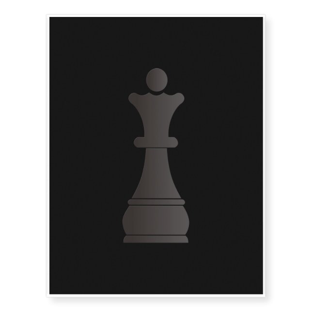 Black queen chess piece temporary tattoos (Front)