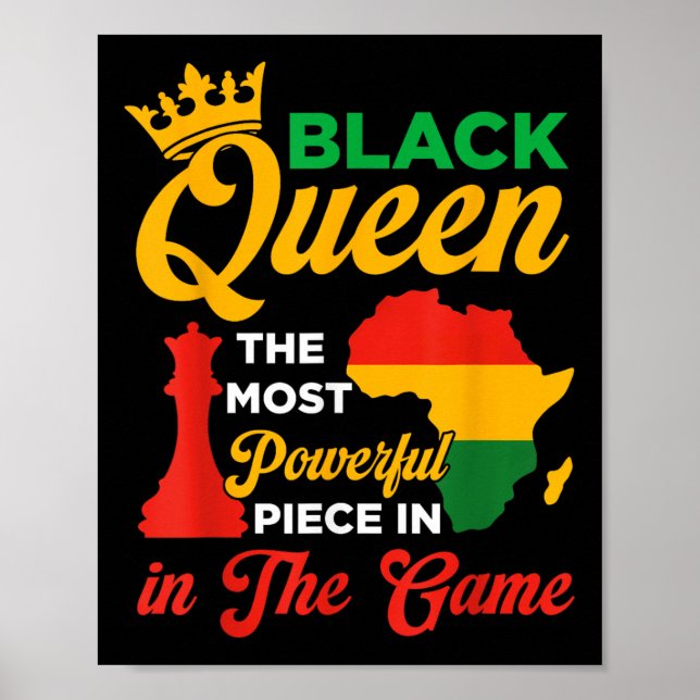 Black Queen Chess Powerful Piece In The Game Junet Poster (Front)