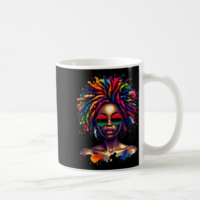 Black Queen Dripng Afro Melanin Black History Mont Coffee Mug (Right)