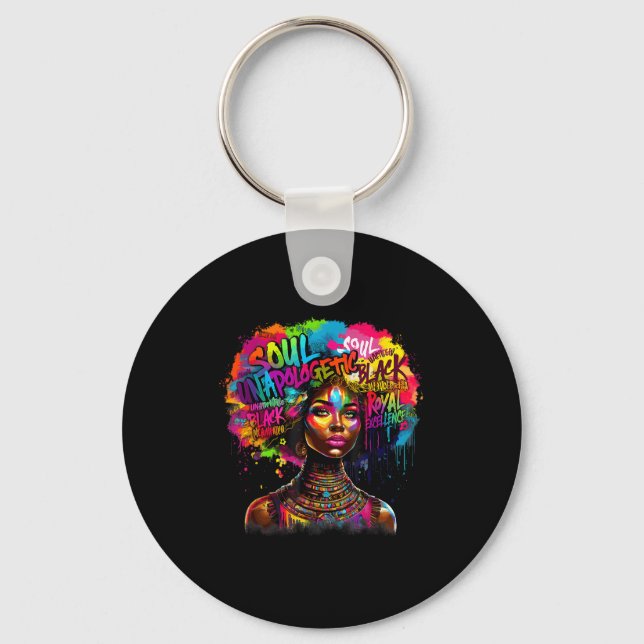 Black Queen Dripng Afro Melanin Black History Mont Keychain (Front)