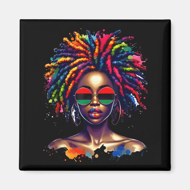 Black Queen Dripng Afro Melanin Black History Mont Magnet (Front)