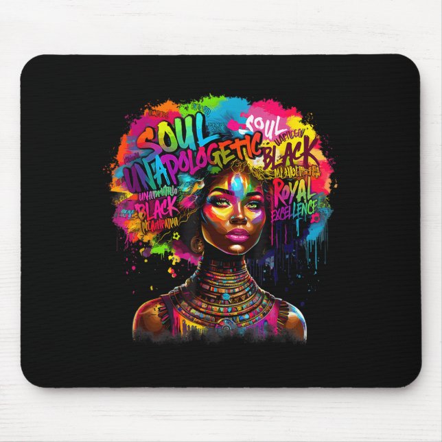 Black Queen Dripng Afro Melanin Black History Mont Mouse Pad (Front)
