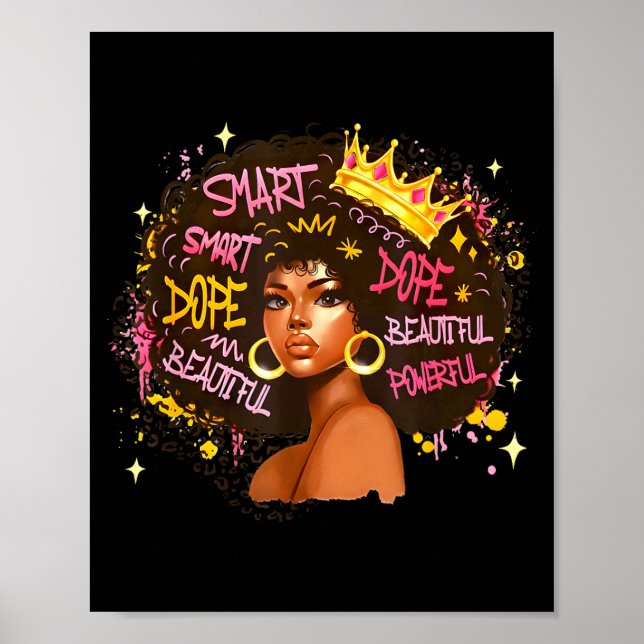Black Queen Dripng Afro Melanin Black History Mont Poster (Front)