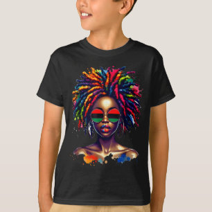 Black Queen Dripng Afro Melanin Black History Mont T-Shirt