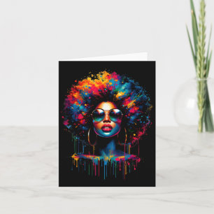 Black Queen Dripping Afro Melanin Juneteenth Girl  Card