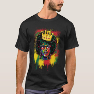 Black Queen Dripping BHM Pride Afro American Woman T-Shirt