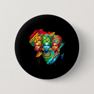 Black Queen Heritage Art African Map Black History Button