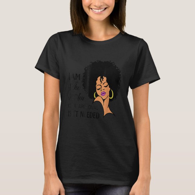 Black Queen Lady American Ladies Curly Natural Afr T-Shirt (Front)