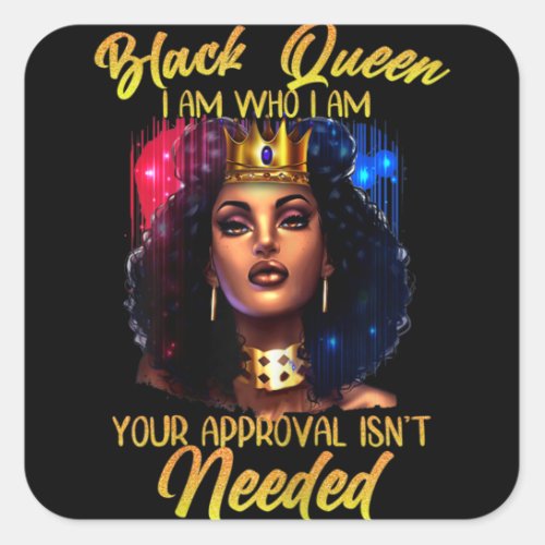 Black Queen Lady Curly Natural Afro African Americ Square Sticker