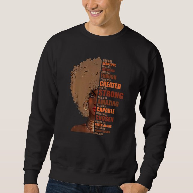 Black Queen Lady Curly Natural Afro African Americ Sweatshirt (Front)