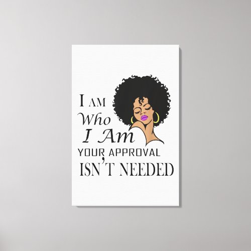 Black Queen Lady Curly Natural Afro African Canvas Print
