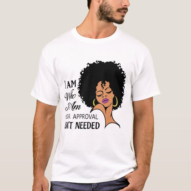 Black Queen Lady Curly Natural Afro African T-Shirt (Front)