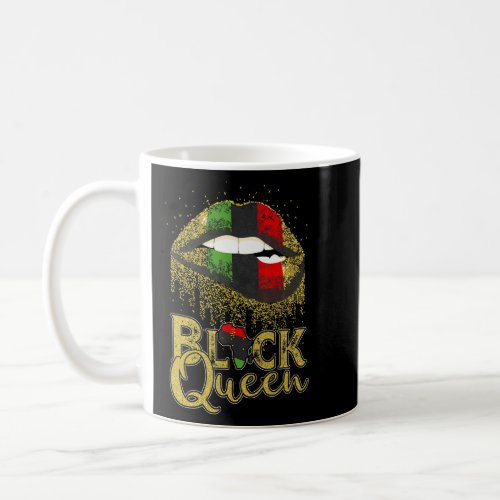 Black Queen Lips Red Green African American Flag  Coffee Mug