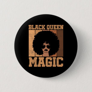Black Queen Magic Black History Month Afro Hair Wo Button